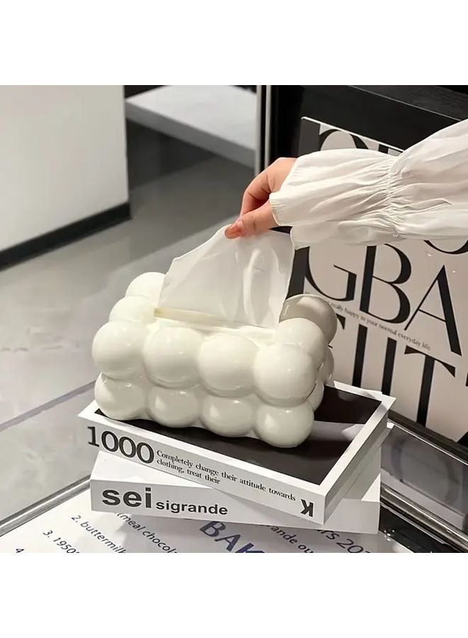 حامل علبة المناديل على شكل سحابة بيضاء مع ربطة للصالة غرفة النوم المطبخ - Image 3